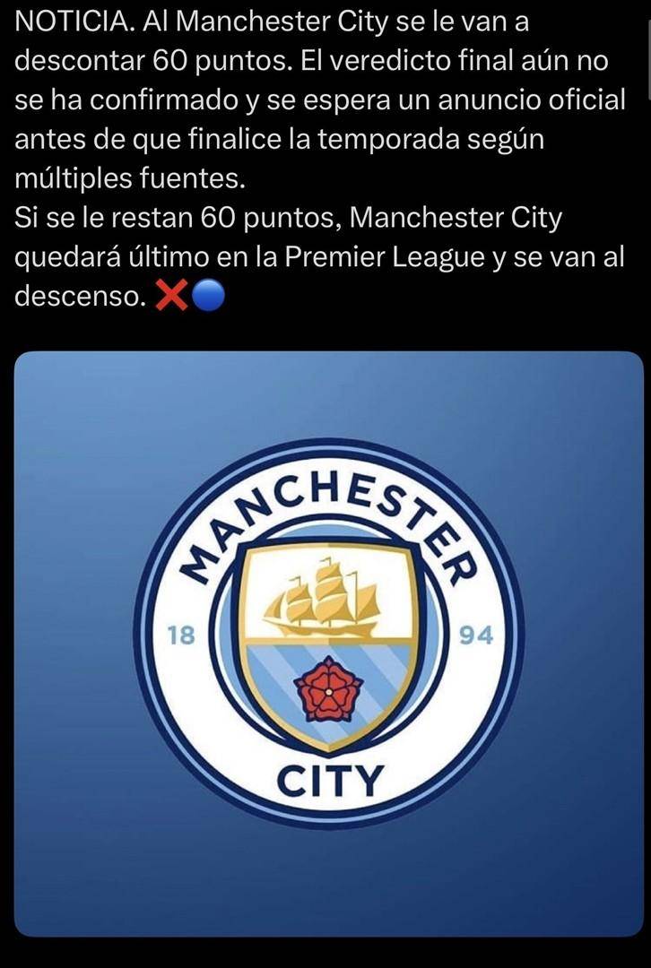 曼城若被罚60分将直接垫底降级,阿森纳躺赢冠军恐成最尴尬庆祝